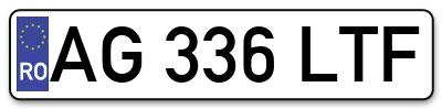 Placuta inmatriculare numar auto  AG-336-LTF, AG 336 LTF, AG336LTF