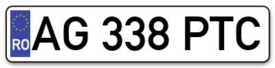 Placuta inmatriculare numar auto  AG-338-PTC, AG 338 PTC, AG338PTC
