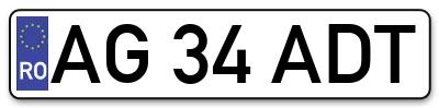 Placuta inmatriculare numar auto  AG-34-ADT, AG 34 ADT, AG34ADT