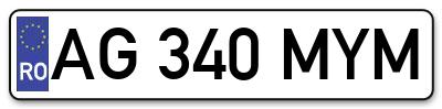Placuta inmatriculare numar auto  AG-340-MYM, AG 340 MYM, AG340MYM