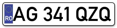 Placuta inmatriculare numar auto  AG-341-QZQ, AG 341 QZQ, AG341QZQ