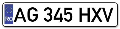 Placuta inmatriculare numar auto  AG-345-HXV, AG 345 HXV, AG345HXV