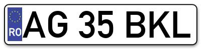 Placuta inmatriculare numar auto  AG-35-BKL, AG 35 BKL, AG35BKL