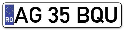 Placuta inmatriculare numar auto  AG-35-BQU, AG 35 BQU, AG35BQU