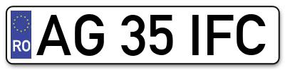 Placuta inmatriculare numar auto  AG-35-IFC, AG 35 IFC, AG35IFC