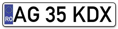 Placuta inmatriculare numar auto  AG-35-KDX, AG 35 KDX, AG35KDX