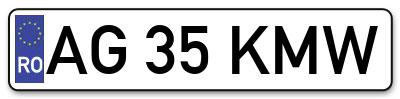 Placuta inmatriculare numar auto  AG-35-KMW, AG 35 KMW, AG35KMW