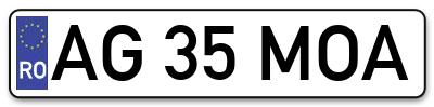 Placuta inmatriculare numar auto  AG-35-MOA, AG 35 MOA, AG35MOA