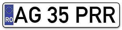 Placuta inmatriculare numar auto  AG-35-PRR, AG 35 PRR, AG35PRR