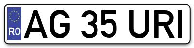 Placuta inmatriculare numar auto  AG-35-URI, AG 35 URI, AG35URI