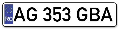 Placuta inmatriculare numar auto  AG-353-GBA, AG 353 GBA, AG353GBA