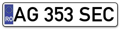 Placuta inmatriculare numar auto  AG-353-SEC, AG 353 SEC, AG353SEC
