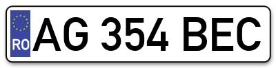 Placuta inmatriculare numar auto  AG-354-BEC, AG 354 BEC, AG354BEC