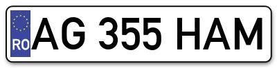 Placuta inmatriculare numar auto  AG-355-HAM, AG 355 HAM, AG355HAM