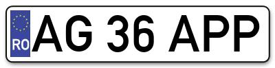 Placuta inmatriculare numar auto  AG-36-APP, AG 36 APP, AG36APP