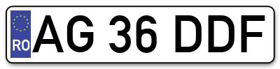 Placuta inmatriculare numar auto  AG-36-DDF, AG 36 DDF, AG36DDF