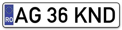 Placuta inmatriculare numar auto  AG-36-KND, AG 36 KND, AG36KND