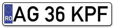 Placuta inmatriculare numar auto  AG-36-KPF, AG 36 KPF, AG36KPF