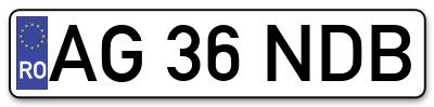 Placuta inmatriculare numar auto  AG-36-NDB, AG 36 NDB, AG36NDB