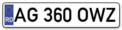 Placuta inmatriculare numar auto  AG-360-OWZ, AG 360 OWZ, AG360OWZ