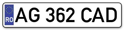 Placuta inmatriculare numar auto  AG-362-CAD, AG 362 CAD, AG362CAD