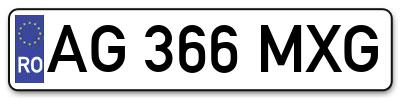 Placuta inmatriculare numar auto  AG-366-MXG, AG 366 MXG, AG366MXG
