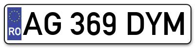Placuta inmatriculare numar auto  AG-369-DYM, AG 369 DYM, AG369DYM