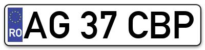 Placuta inmatriculare numar auto  AG-37-CBP, AG 37 CBP, AG37CBP