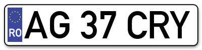 Placuta inmatriculare numar auto  AG-37-CRY, AG 37 CRY, AG37CRY