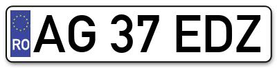 Placuta inmatriculare numar auto  AG-37-EDZ, AG 37 EDZ, AG37EDZ