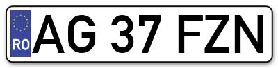Placuta inmatriculare numar auto  AG-37-FZN, AG 37 FZN, AG37FZN