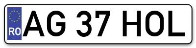 Placuta inmatriculare numar auto  AG-37-HOL, AG 37 HOL, AG37HOL