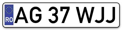 Placuta inmatriculare numar auto  AG-37-WJJ, AG 37 WJJ, AG37WJJ