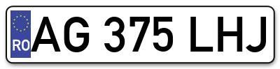 Placuta inmatriculare numar auto  AG-375-LHJ, AG 375 LHJ, AG375LHJ