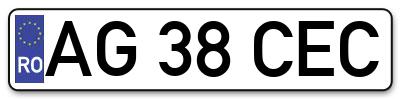 Placuta inmatriculare numar auto  AG-38-CEC, AG 38 CEC, AG38CEC
