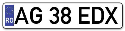 Placuta inmatriculare numar auto  AG-38-EDX, AG 38 EDX, AG38EDX