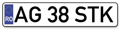 Placuta inmatriculare numar auto  AG-38-STK, AG 38 STK, AG38STK