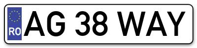 Placuta inmatriculare numar auto  AG-38-WAY, AG 38 WAY, AG38WAY