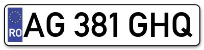 Placuta inmatriculare numar auto  AG-381-GHQ, AG 381 GHQ, AG381GHQ