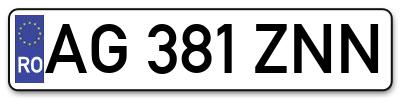 Placuta inmatriculare numar auto  AG-381-ZNN, AG 381 ZNN, AG381ZNN