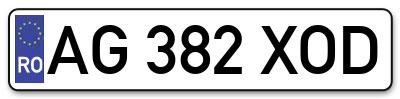 Placuta inmatriculare numar auto  AG-382-XOD, AG 382 XOD, AG382XOD