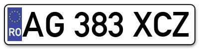 Placuta inmatriculare numar auto  AG-383-XCZ, AG 383 XCZ, AG383XCZ