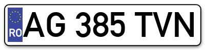 Placuta inmatriculare numar auto  AG-385-TVN, AG 385 TVN, AG385TVN
