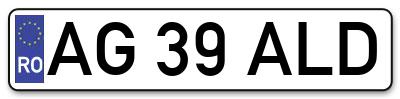 Placuta inmatriculare numar auto  AG-39-ALD, AG 39 ALD, AG39ALD