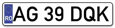 Placuta inmatriculare numar auto  AG-39-DQK, AG 39 DQK, AG39DQK