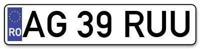 Placuta inmatriculare numar auto  AG-39-RUU, AG 39 RUU, AG39RUU