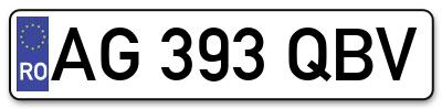 Placuta inmatriculare numar auto  AG-393-QBV, AG 393 QBV, AG393QBV