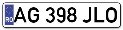 Placuta inmatriculare numar auto  AG-398-JLO, AG 398 JLO, AG398JLO