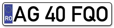 Placuta inmatriculare numar auto  AG-40-FQO, AG 40 FQO, AG40FQO