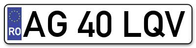 Placuta inmatriculare numar auto  AG-40-LQV, AG 40 LQV, AG40LQV